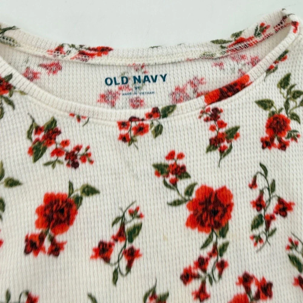 Old Navy Girls White Floral‎ Long Sleeve Thermal Top Size 5T